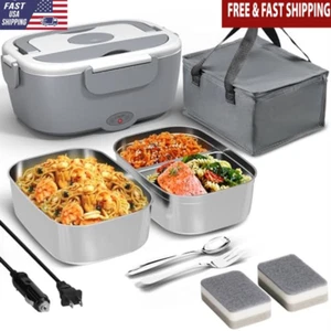 Electric Food Heater Lunch Box 80W Portable Warmer W/ Stainless Steel Containers - Picture 1 of 7