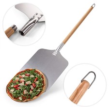 14 Zoll Pizzaschaufel Pizzaschieber Brotschieber aus Edelstahl mit Holzgriff