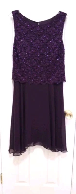 NUEVO Vestido Connected Apparel Sin Mangas ALine Fit & Acampanado 8 Mediano BRILLANTE Púrpura Foto 1 de 4