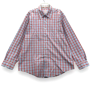 Brooks Brothers 346 Herren Langarm Hemd mit Knopfleiste XL Bügelfrei Blau Rot - Bild 1 von 7