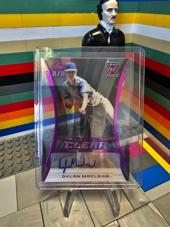 2020 Leaf Trinity Clear Dylan Maclean XRC RC Magenta AUTO Prospect /30 Rangers - Image 1 of 2