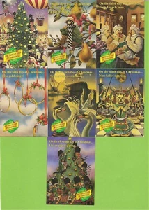 1995 FLEER I DODICI GIORNI DI NATALE LOTTO 7 CARTE # 1 A 7 - Foto 1 di 2