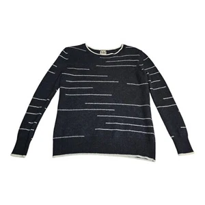 Suéter de Lana Merino Haute Hippie para Mujer Talla M/L Negro Blanco Rayas Escalonadas - Imagen 1 de 7