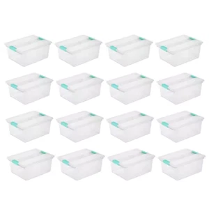 Sterilite Deep Clip Box Clear Plastic Storage Tote Container with Lid (16 Pack) - Picture 1 of 11