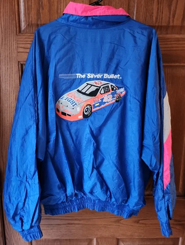 1995 Kyle Petty Neon Color Nascar Coors Silver Bullet Windbreaker Sz XL Rare VTG Cover