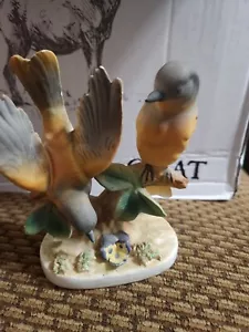 Vintage Japan Ceramic Yellow Bird Finches Perched on Branch Handpainted by Tilso - Picture 1 of 1
