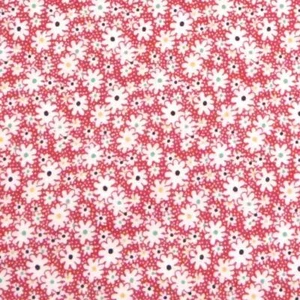PerfectCalico,Tiny White Daisies on Red, A Connecting Threads Cotton, Per FQ - Picture 1 of 4