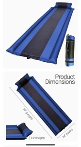 Vanchor Self Inflating Sleeping Pad.                   Blue & Black Color - Picture 1 of 5