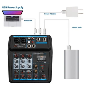 Mini Mixer Controller Mischpult Mischer 4 Kanal Bluetooth USB Heimaufnahme PC - Bild 1 von 12