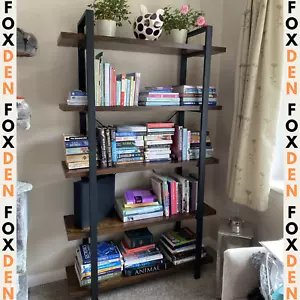 Large Rustic Bookcase Vintage Living Room Shelving Display Unit Tall Bookshelf - Picture 1 of 15