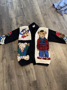 Vintage Eagle’s Eye Hand Knit Heavy Bear Cardigan Sweater Womens M - Picture 1 of 13