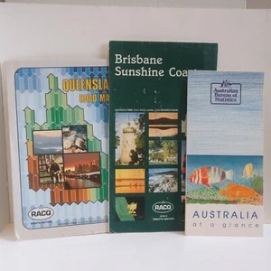 Vintage Australia Maps Brochure 1980s 1990s RACQ Brisbane Sunshine Queensland - Picture 1 of 8