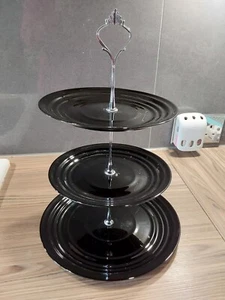 High Gloss Finished Dark Blue Three Tier Cake Stand - Picture 1 of 4