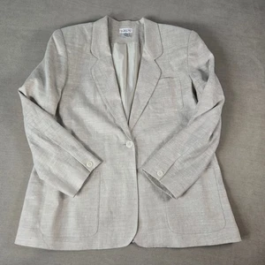 Talbots Women's Blazer Size 20 Beige Linen Blend One Button Career Jacket Lined - Picture 1 of 6