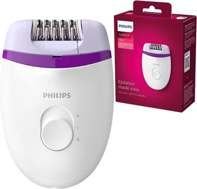 Philips BRE225/00 Satinelle Essential Epilatore Elettrico Compatto, Bianco/Viola - Immagine 1 di 4