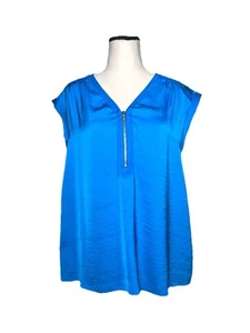 Rebecca Taylor Oberteil Kurzarm blau Damengröße Medium V-Ausschnitt Shirt Reißverschlussdetail - Bild 1 von 10