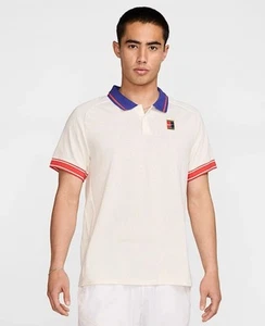 NIKE NIKECOURT HERITAGE TENNIS POLO SHIRT Ivory 90’s AGASSI FQ2101-110 Men’s S - Picture 1 of 6