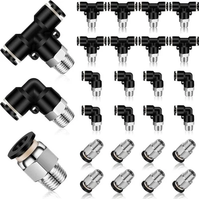 Zhengmy 24 Pcs Push to Connect Tube Fittings 1/4 Inch OD x 1/8 NPT Pneumatic Kit - Image 1 of 4