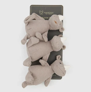 Paquete de tres juguetes interactivos para mascotas Nandog Pet Gear gris rinoceronte nuevos - Imagen 1 de 1