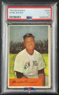 Béisbol Bowman Hank Bauer PSA 3 1954 #129 Yankees 8757 Foto 1 de 2