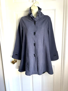Soft Surroundings Jacket Duster sz XS Blue Art To Wear Hard Plastic Huge Buttons - Picture 1 of 11