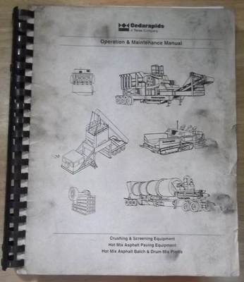LIBRO MANUAL DE OPERACIÓN Y MANTENIMIENTO PAVIMENTADORA DE ASFALTO CEDAR RAPIDS CR461R GRAYHOUND Foto 1 de 4