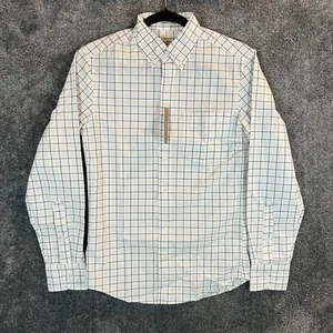 Camicia J Crew uomo XS corta bianca quadri slim sgusciata formale abbottonata - Foto 1 di 10
