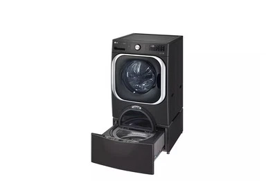 Lavadora de pedestal LG Sidekick 1 pés cúbicos 29 polegadas aço preto WD200CB - Imagem 1 de 4