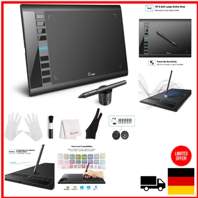 UGEE M708 Grafiktablet | 10x6 Zoll Zeichentablett mit 8192 Druckempfindl... - Bild 1 von 4