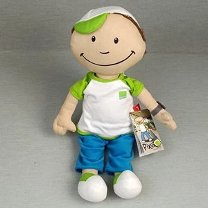 Sigikid Puppe Datev Max ❤️ Kuschelpuppe Stofftier Pixel ca. 40cm Blau Grün Kappe - Bild 1 von 5