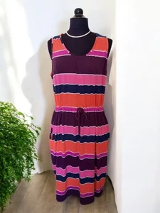 BODEN Stretch Cotton Jersey Multi Colour Stripe Tie Waist Dress Size 20 - Picture 1 of 3