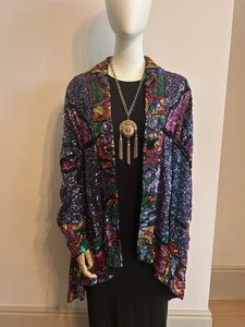 Vintage Neiman Marcus Sequin Jacket – Hand-Beaded Silk – Boho Festival Glam – OS - Picture 1 of 23