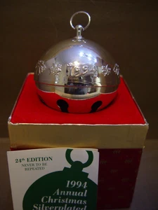 Campana de trineo Wallace 1994 placa de plata adorno de Navidad - Imagen 1 de 4