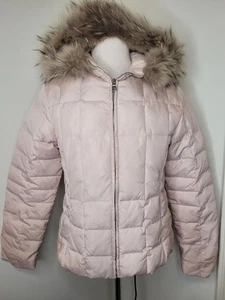 Marc New York giacca donna rosa puffer vera pelliccia cappuccio M piumino d'anatra sci neve - Foto 1 di 8