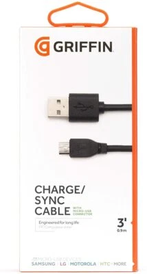 GRIFFIN USB to micro-USB Charge/Sync Cable 3FT 0.9m For Samsung LG HTC Motorola - Image 1 of 2