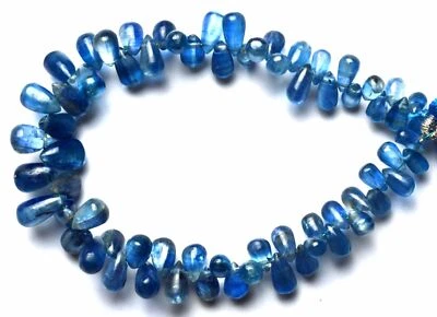 Briolette gema natural fina calidad cianita suave 3x4 a 5x8 mm forma de gota 6,5" Foto 1 de 4