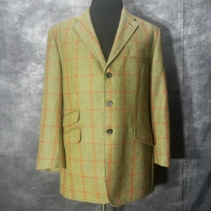 Ed Meier Sports Coat Blazer Mens 54 EU 44 US Tan Orange Herringbone Check Wool - Picture 1 of 13