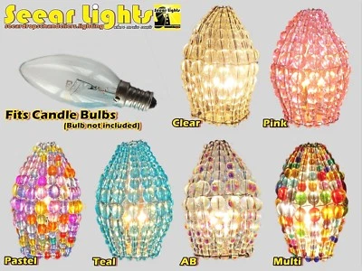 SEEAR LIGHTS LIGHT BULB COVER CHANDELIER GLASS BEAD LAMP ART DECO CANDLE SHADE CRYSTALS DROPS