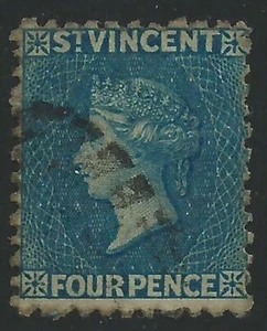 1866 ST. VINCENT - SG n. 6 4d. deep blu USATI - Picture 1 of 1
