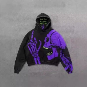Schädel Totenkopf skull Kapuzen pulli Sweatshirt Hoodie Pullover Coat Polyester - Picture 1 of 2
