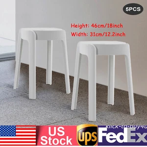 5 Stück Kunststoffhocker 18 Zoll Höhe Indoor Outdoor Küche Barstühle stapelbar weiß - Bild 1 von 16