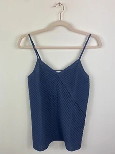 Enlist Cami Top Womens Size 10 UK Navy Blue Ribbed Vest Spaghetti Strap - Picture 1 of 17