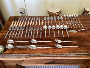 Silver Plate Grosvenor GAYE 55 Piece Cutlery Set. Pearlescent Handled Knives - Picture 1 of 18