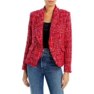 Aqua V7510 Womens Red Double Breasted Tweed Jacket Size L - Picture 1 of 4