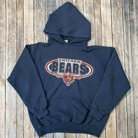 VTG Chicago Bears Logo 7 Pullover Hoodie Sweatshirt Large USA Made Blue 90s Y2K Cover