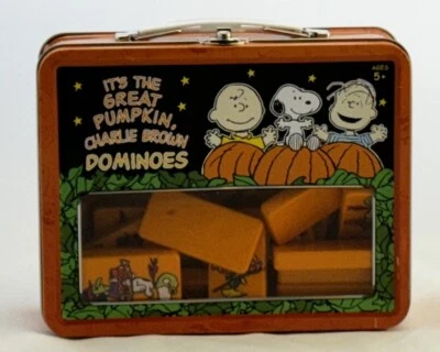 Peanuts The Great Pumpkin Charlie Brown Dominoes Game Metal Lunchbox 2006  - Image 1 of 4