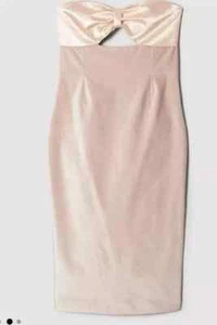 BNWT KAREN MILLEN PINK BLUSH BANDEAU VELVET SATIN DRESS SIZE 10 - Picture 1 of 2