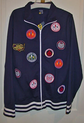 NAUTICA UNISEX NAVY CAMPUS SWEAT SHIRT JACKET W/ PATCHES SZ LARGE NEW WITH TAGS - Image 1 of 4