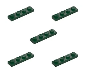5 neue LEGO dunkelgrün 1x4 Platten 3710 erdgrün Flachbildschirm Stadtgebäude - Bild 1 von 6