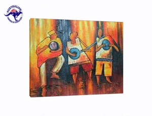 ABORIGINAL ART OIL PAINTING OF BAND PLAY MUSIC - Ready to Hang - Picture 1 of 3
